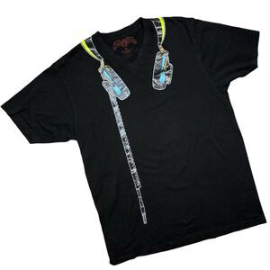 Royal Kingdom Colorful Headphones Graphic Short Sleeve V Neck Tee Shirt Men's XL